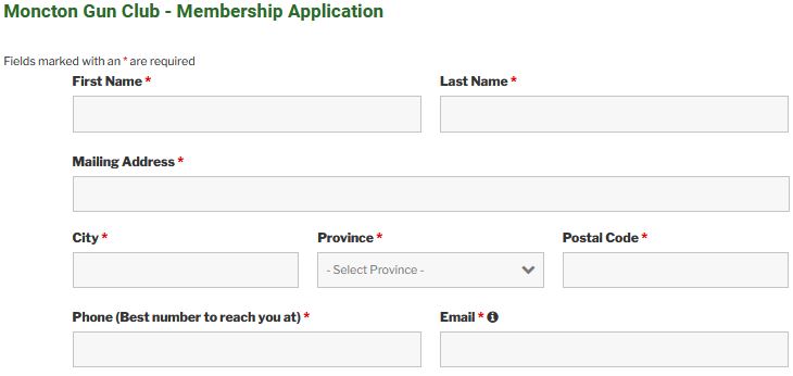 Moncton Gun Club Membership Application