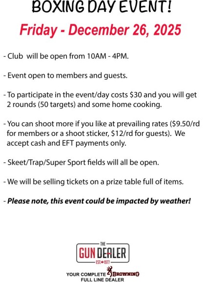 MGC Boxing Day Event Details